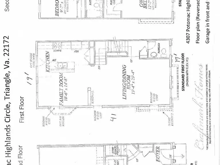 Floor Plan (Reversed- garage in front and Foyer Left