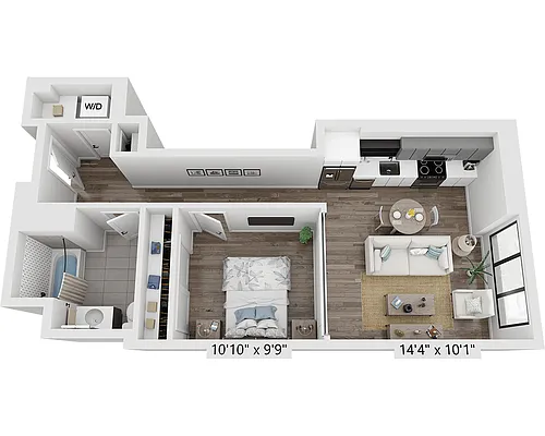 Floor plan One Bedroom A1L