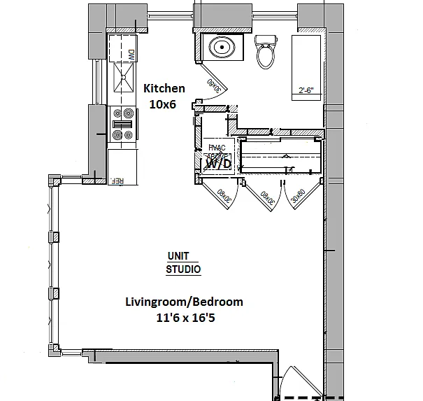 Floor plan Studio | 1 Bath