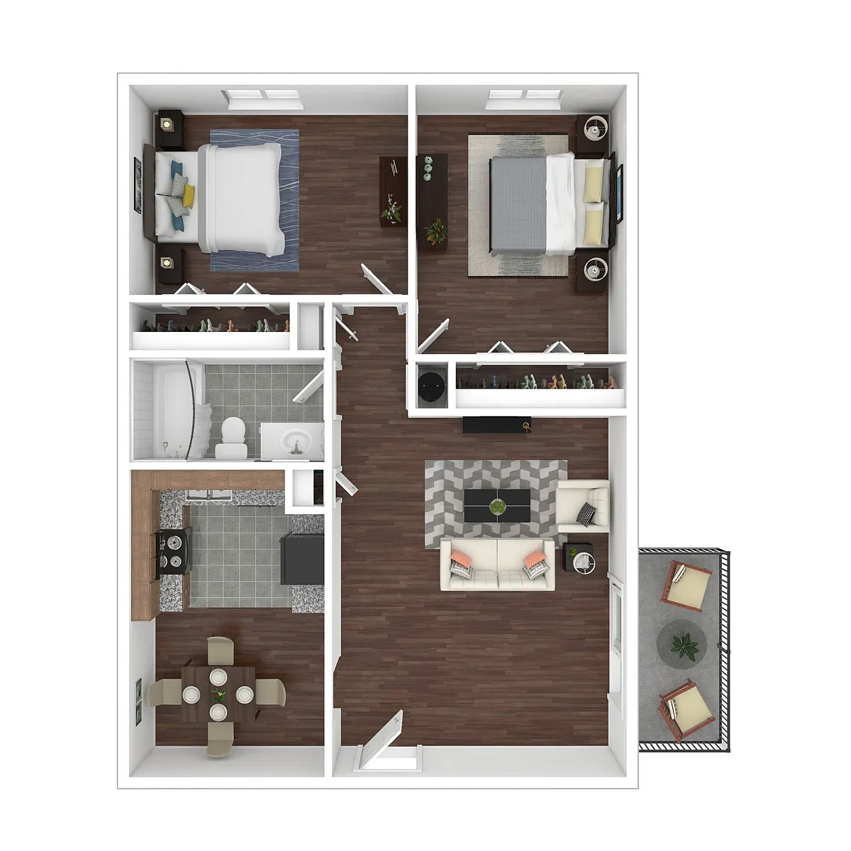 Floor plan Two Bedroom, One Bathroom