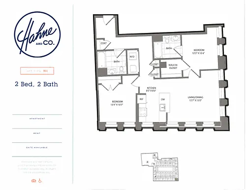 Floor plan 2 Bedroom / 2 Bathroom