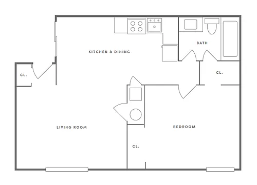 Floor plan 1 Bed 1 Bath Elite