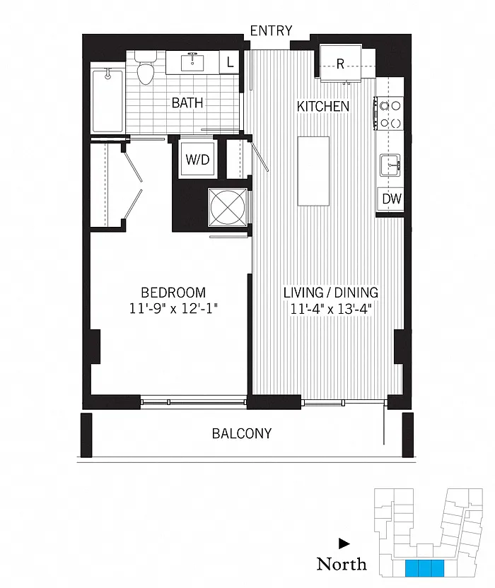 Floor plan 1 Bed - 1 Bath | a05b