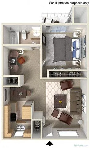 Floor plan One Bedroom with Den