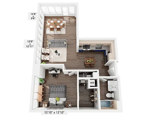 Floor plan One Bedroom A1DD