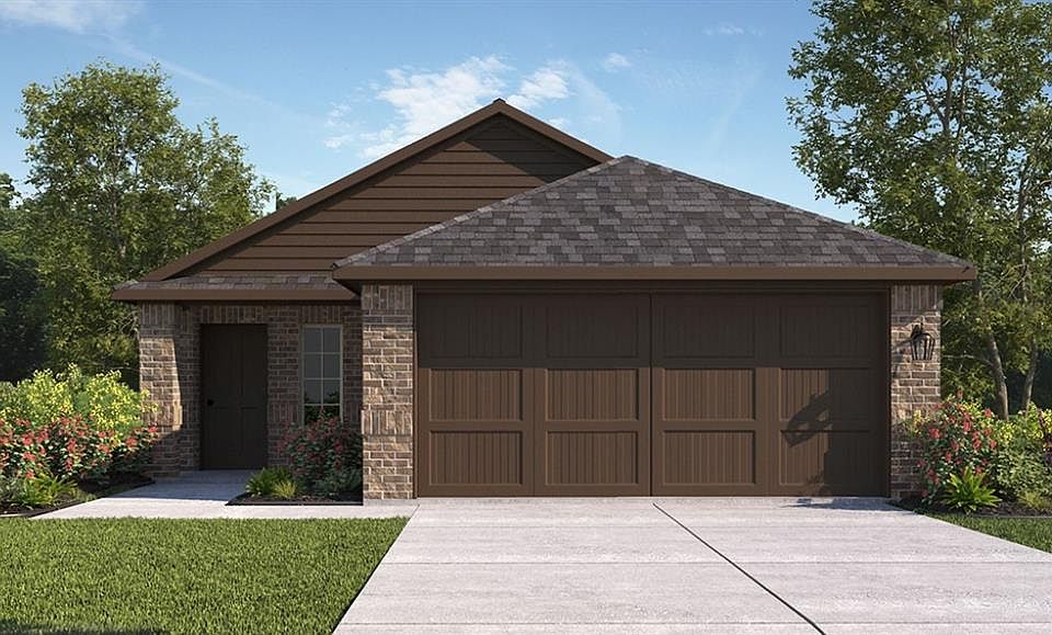 Front Elevation-D.R. Horton''s Amber floorplan Elevation E- All Home and community information, including pricing, included features, terms, availability and amenities, are subject to change at any time without notice or obligation. All Drawings, pictures, photographs, video, square footages, floor plans, elevations, features, colors and sizes are approximate for illustration purposes only and will vary from the homes as built