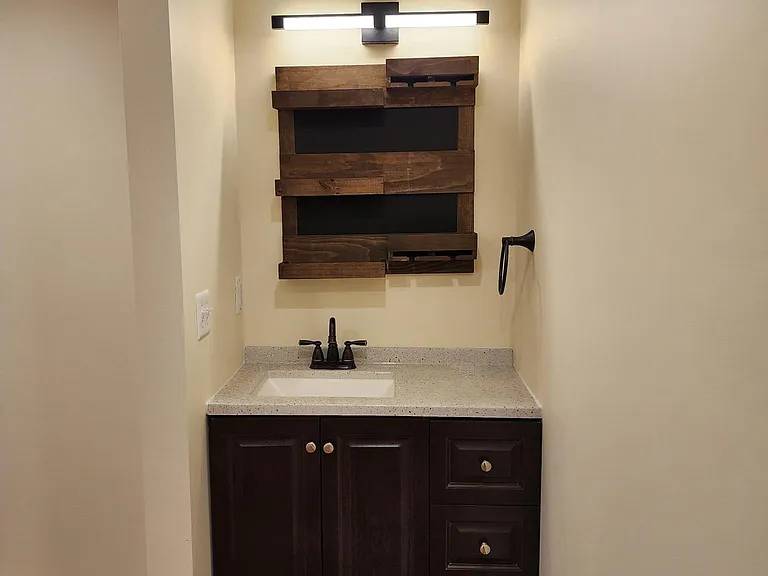 Basement sink and bar shelf