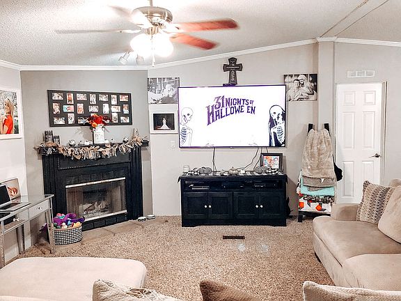 Living area with fireplace