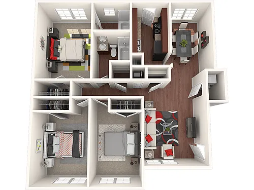 Floor plan 3 Bedrooms & 2 Bathrooms