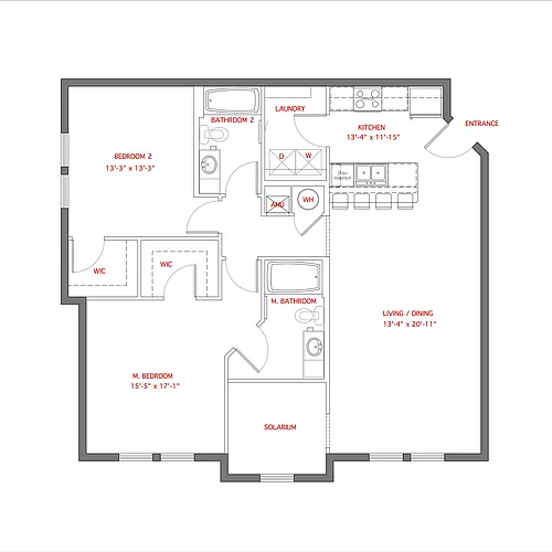 Floor plan 2BR- Solarium - Oasis