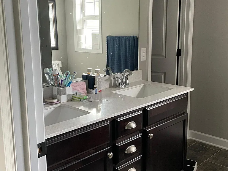 Upstairs master bathroom, double sink