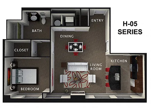 Floor plan 1 Bed 1 Bath