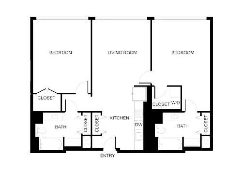 Floor plan West 7th | 2 Bedrooms 2 Bathrooms - A