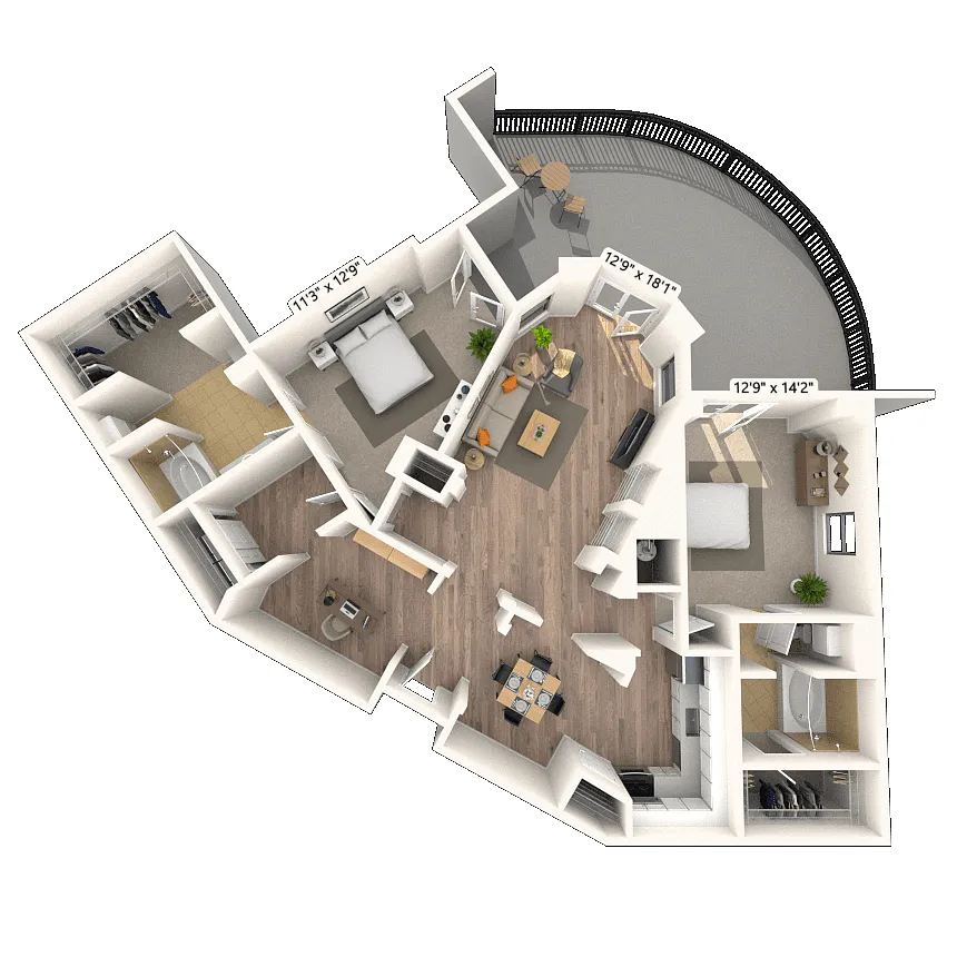 Floor plan Traditional 2x2 1413-1456 SF