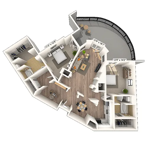 Floor plan Traditional 2x2 1413-1456 SF