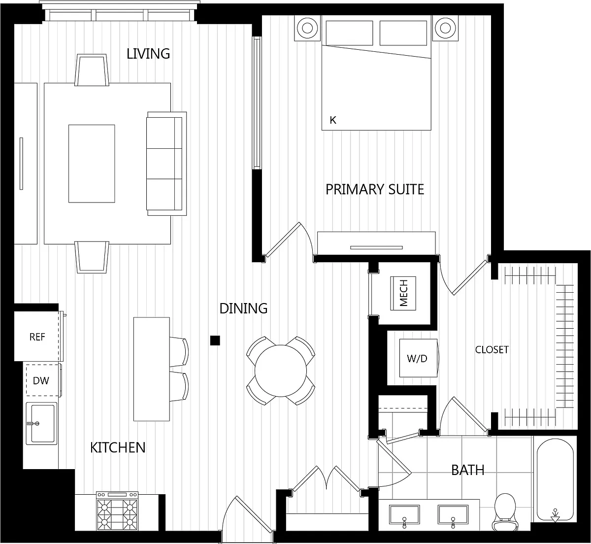Floor plan 1 Bed/1 Bath-B2