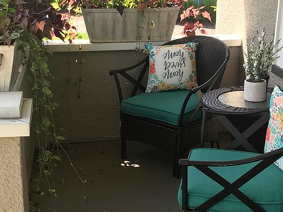 Separate front porch seating area