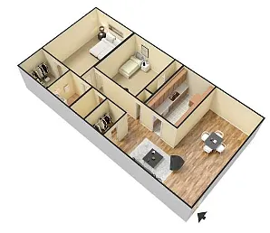Floor plan 2 Bedroom 1 Bath