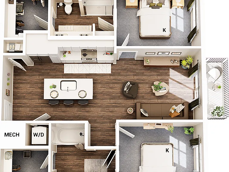 3D Floorplan - Unit B1B_Scheme A 3D Floorplan - Unit B1B_Scheme A
