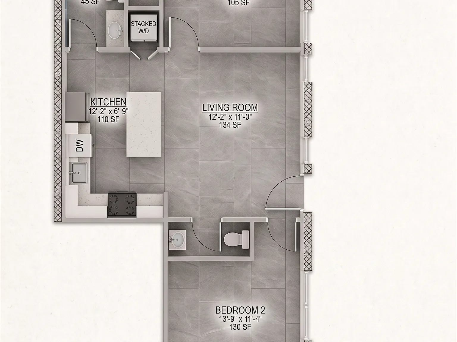 1 bed, 1.5 bath, 650 sqft, $2,000 — Photo 2