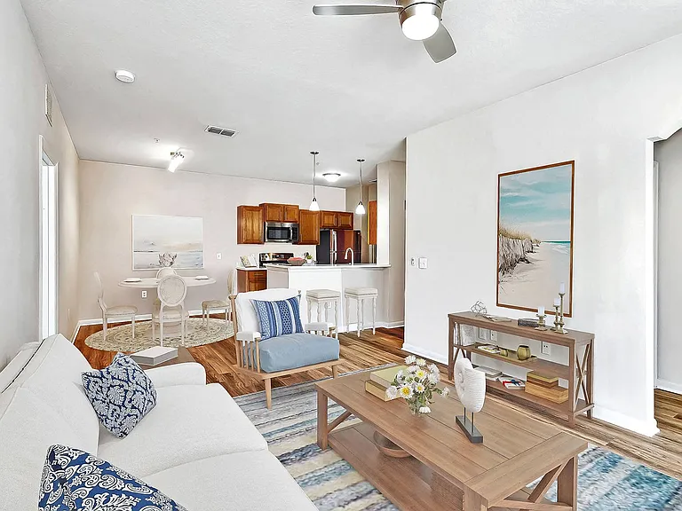 Living Room with Wood-Style Flooring