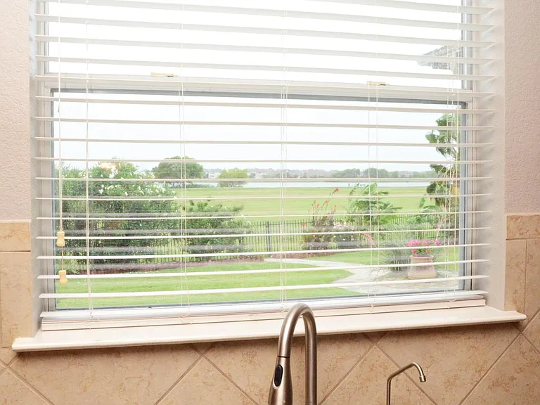 view of the lake from kitchen window