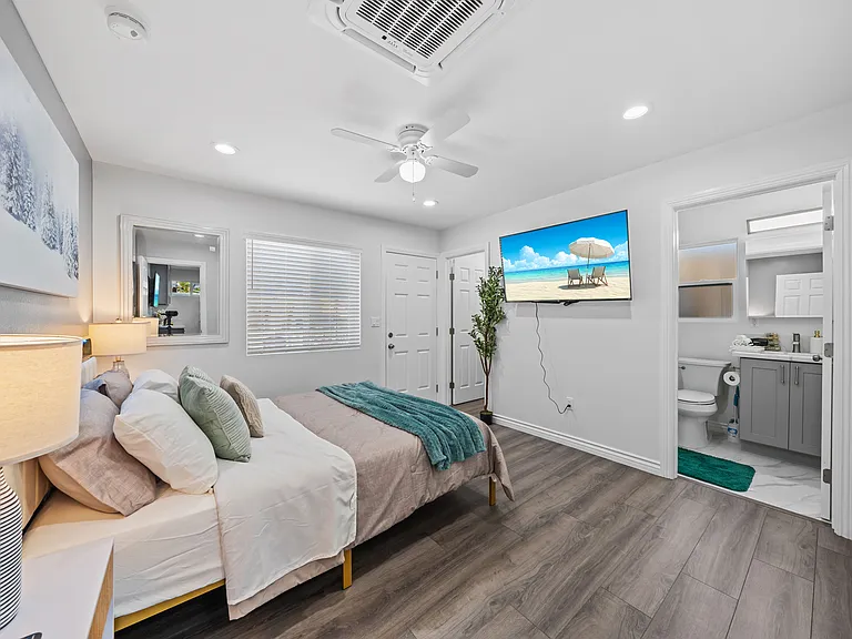 Enjoy your own private space with a comfy bed and calm atmosphere.