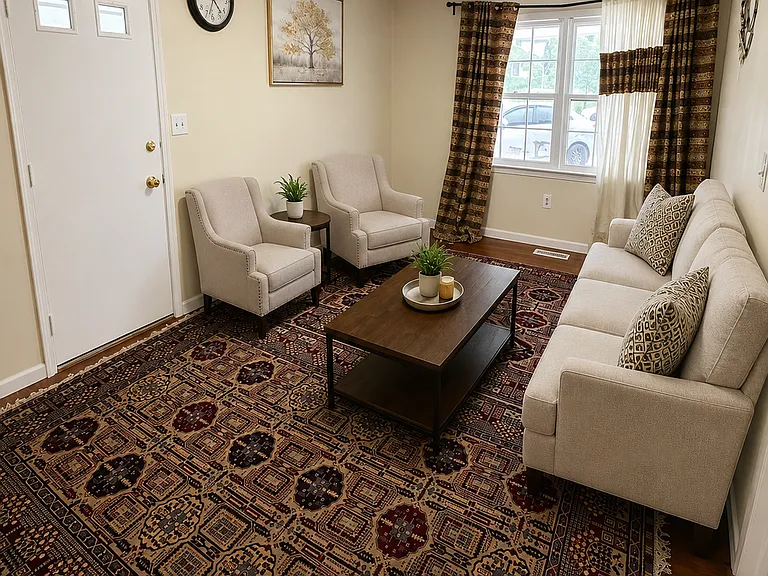 Main-level bonus room with open closet and direct carport access