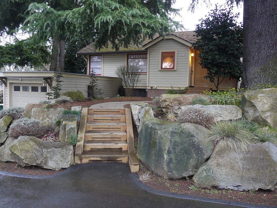 Unique landscaping with mature trees