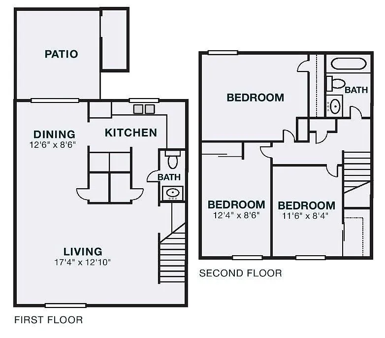 Floor plan Three bedroom townhome