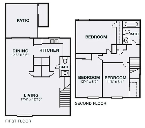 Floor plan Three bedroom townhome