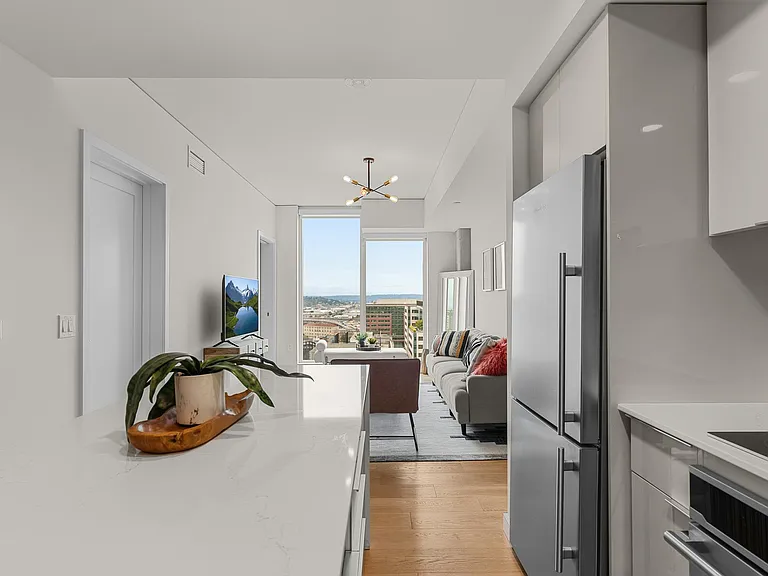 view of living room from kitchen