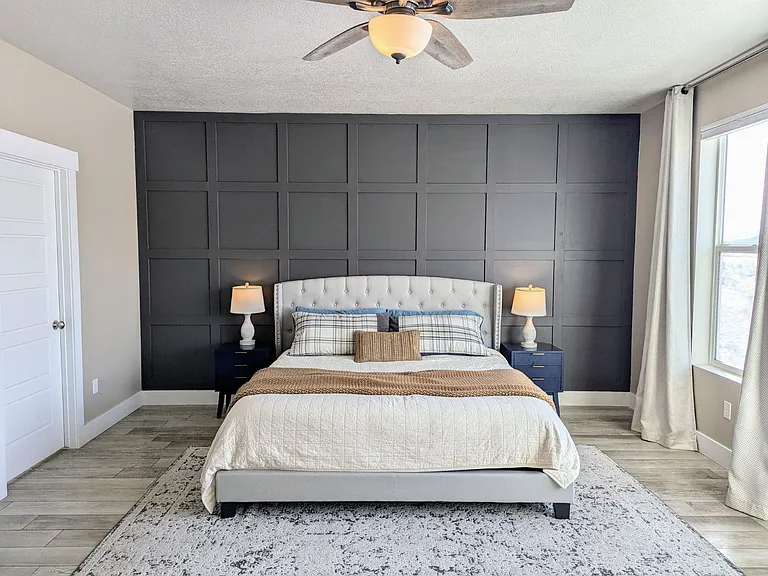Master bedroom with king sized bed