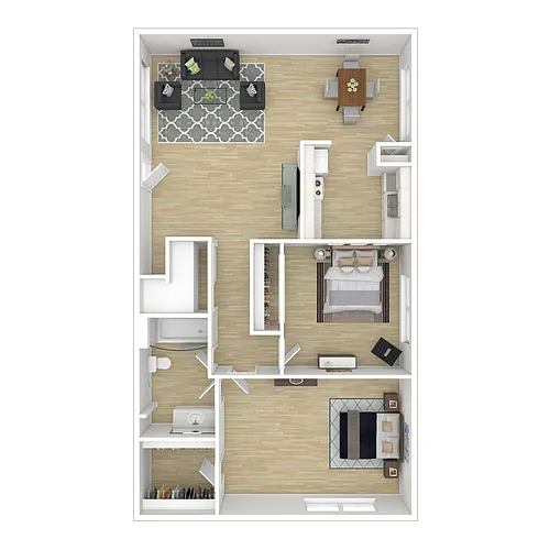Floor plan 2 Bedroom + 1 Bath
