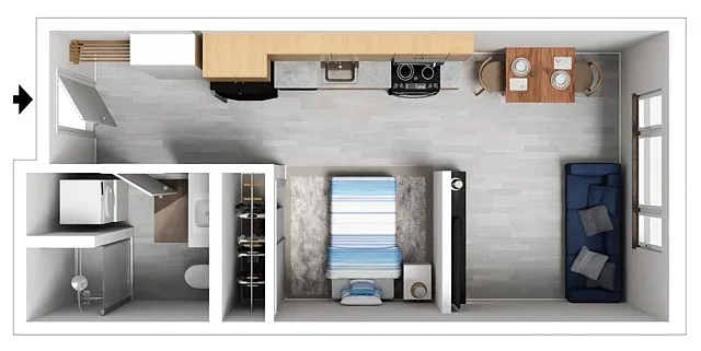 Floor plan Studio 14 - Outside Lot Parking