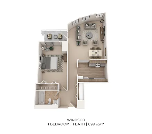 Floor plan One Bedroom-699 sqft