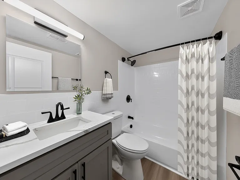 Step into modern elegance at Eagle Rock Apartments at Bel Air. This stylish bathroom features sleek fixtures, a spacious vanity, and a welcoming ambiance. Elevate your living experience todayschedule a tour and envision your new home!