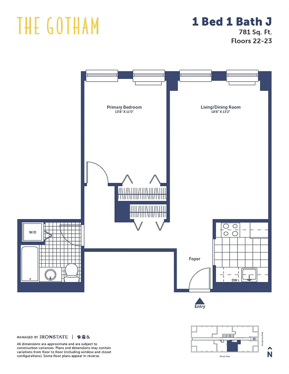 Floor plan 1 Bed 1 Bath J