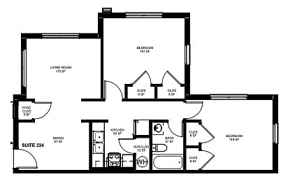 Floor plan 1049 W 49th St 2BD 1BA Corner Front