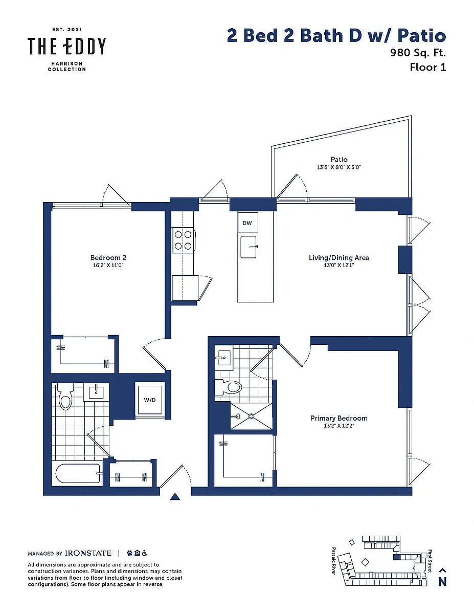 Floor plan 2 Bed 2 Bath With Patio D