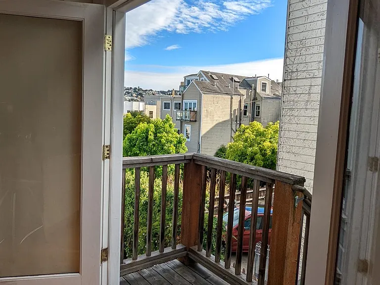 View from the kitchen through french doors