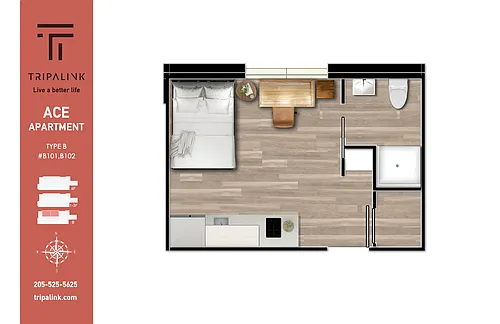 Floor plan Studio - 220 sqft