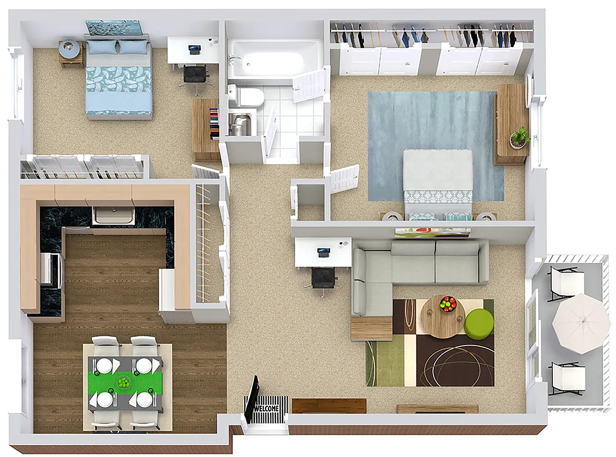 Floor plan 2 Bedroom 1 Bath