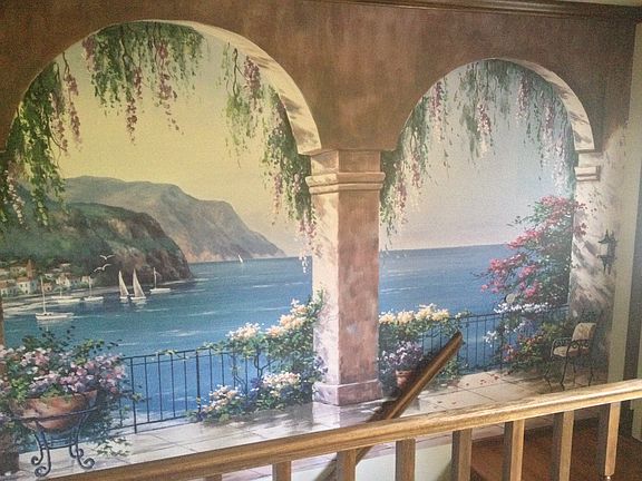 wall mural heading down to basement