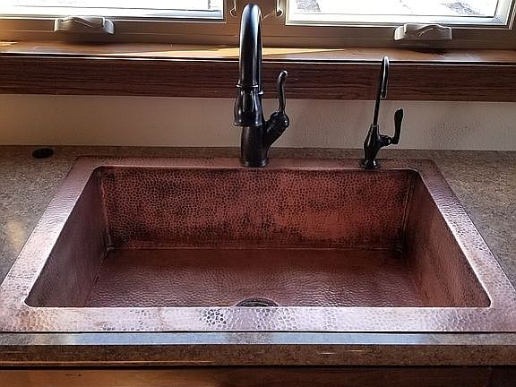 Hammered copper kitchen sink