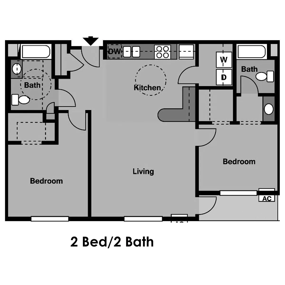 Floor plan 2 Bed 2 Bath | 1375 sqft