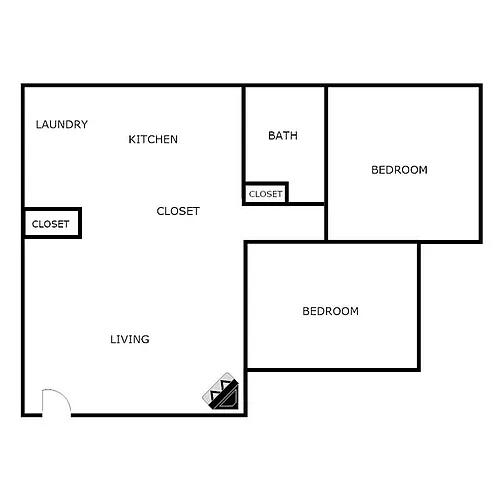 Floor plan 2 Bedroom 1 Bathroom