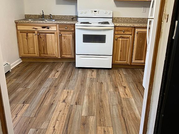 Kitchen- new cabinets, counter, flooring, sink, ceiling fan