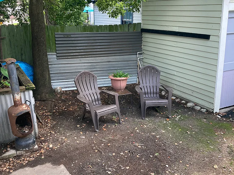 Small, fenced back yard