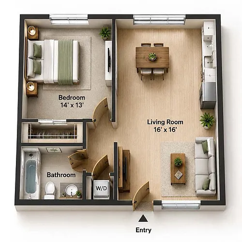 Floor plan 1 Bedroom 1 Bathroom